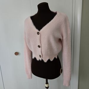 🎀ADORA Soft Pink Button-Up Sweater